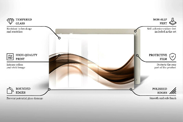 Üveg vágódeszka Absztrakt barna vonalak