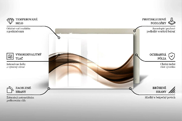 Üveg vágódeszka Absztrakt barna vonalak
