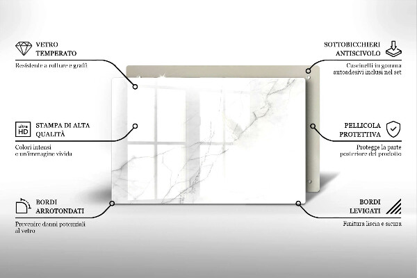 Üveg vágódeszka Márvány kő háttér