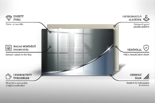 Üveg vágódeszka Fém absztrakciós minta