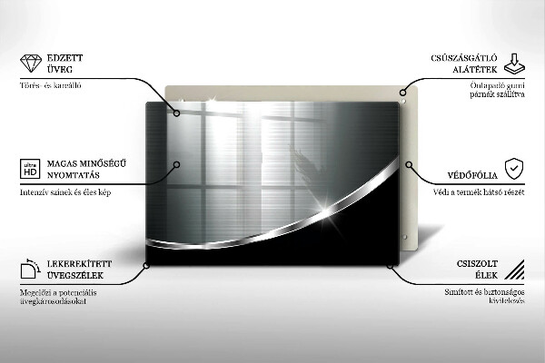 Üveg vágódeszka Absztrakció fémmel