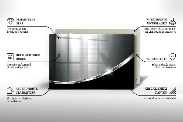 Üveg vágódeszka Absztrakció fémmel