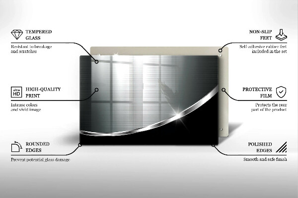 Üveg vágódeszka Absztrakció fémmel