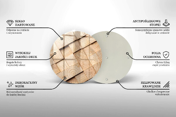 Üveg vágódeszka Fa négyzetek