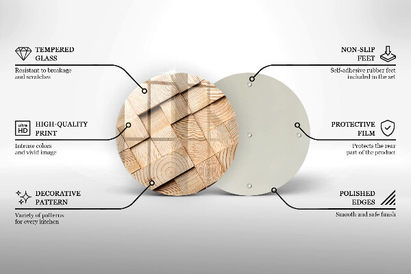 Üveg vágódeszka Fa négyzetek