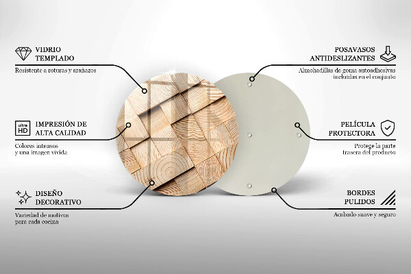 Üveg vágódeszka Fa négyzetek