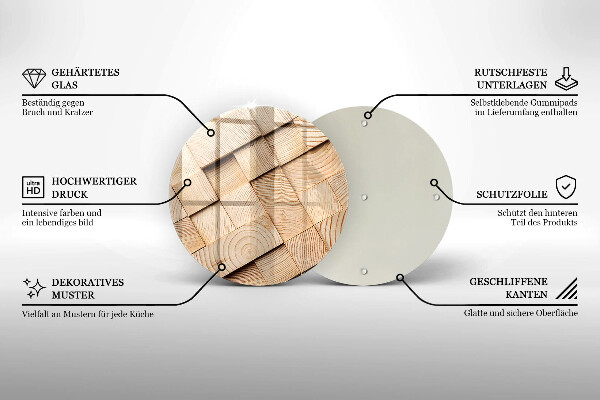 Üveg vágódeszka Fa négyzetek