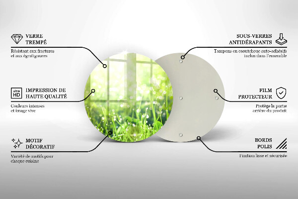 Üveg vágódeszka Természet - fű és harmat