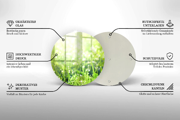 Üveg vágódeszka Természet - fű és harmat