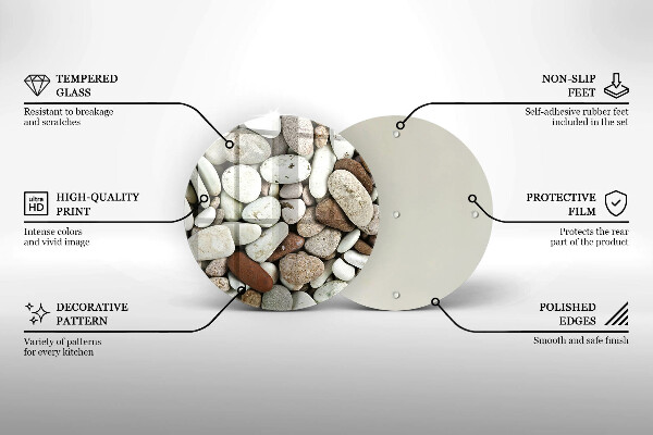 Üveg vágódeszka Kis kövek háttér