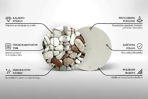 Üveg vágódeszka Kis kövek háttér
