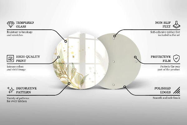 Üveg vágódeszka Akvarell és arany levelek