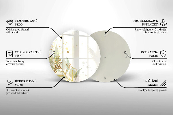 Üveg vágódeszka Akvarell és arany levelek