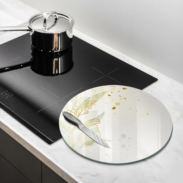 Üveg vágódeszka Akvarell és arany levelek