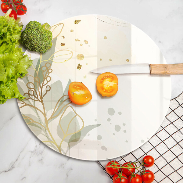 Üveg vágódeszka Akvarell és arany levelek