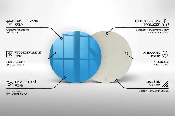Üveg vágódeszka Kék szín