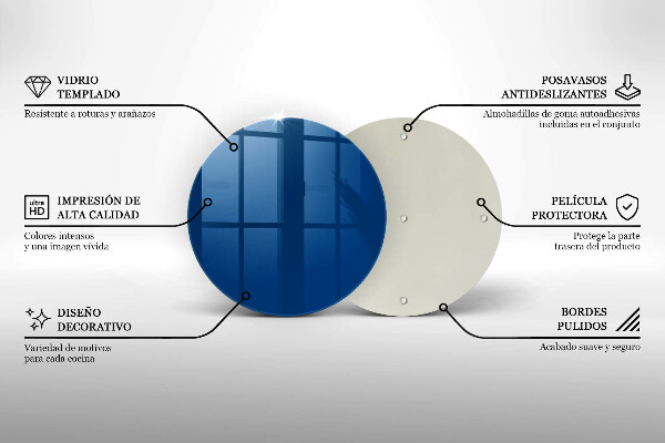 Üveg vágódeszka Kék szín