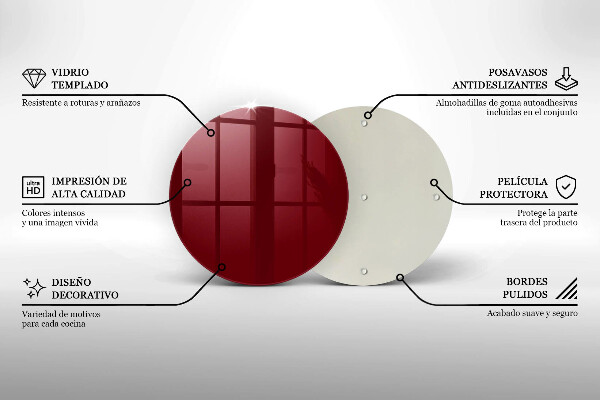 Üveg vágódeszka Bordó színű