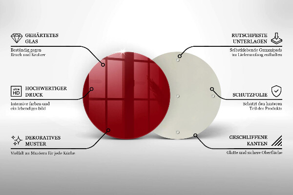 Üveg vágódeszka piros szín