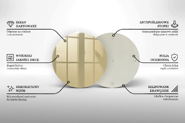 Üveg vágódeszka Bézs színű