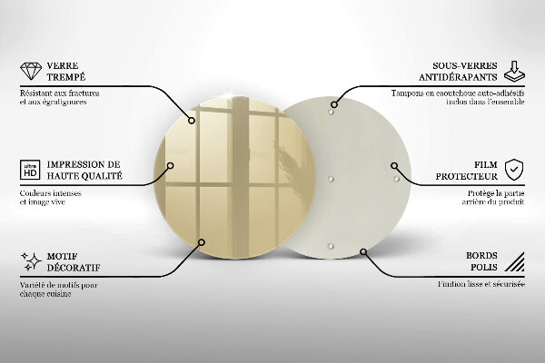 Üveg vágódeszka Bézs színű