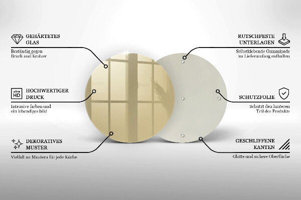 Üveg vágódeszka Bézs színű
