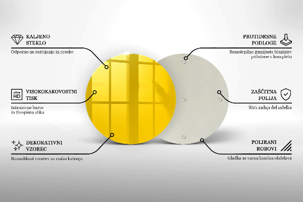 Üveg vágódeszka Sárga