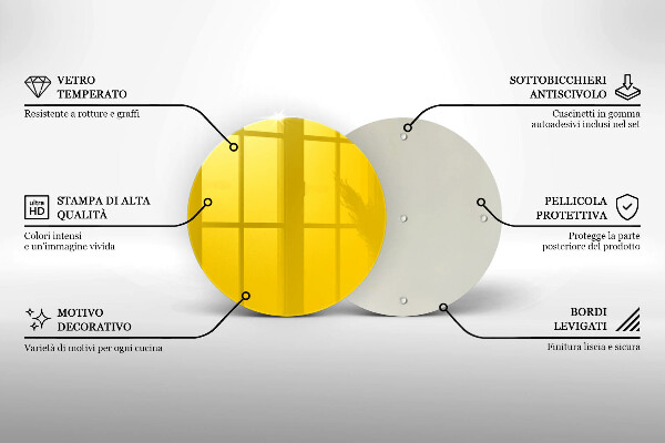 Üveg vágódeszka Sárga