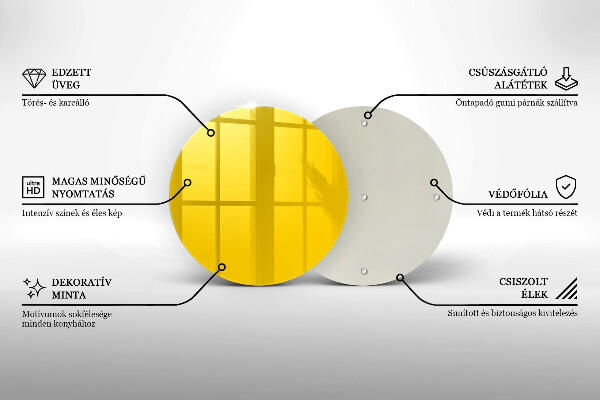 Üveg vágódeszka Sárga
