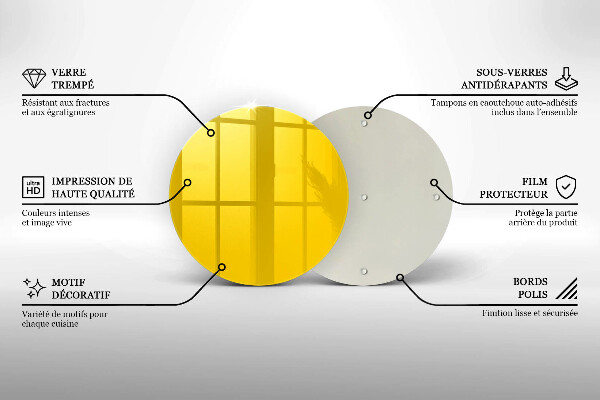 Üveg vágódeszka Sárga