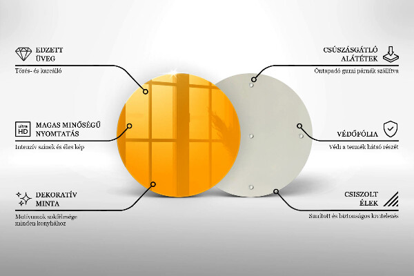 Üveg vágódeszka Sötét sárga színű
