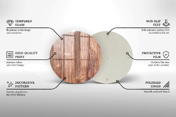Üveg vágódeszka Természetes fa