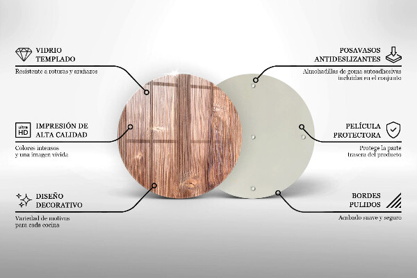 Üveg vágódeszka Természetes fa