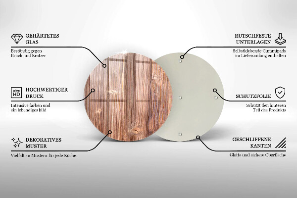 Üveg vágódeszka Természetes fa