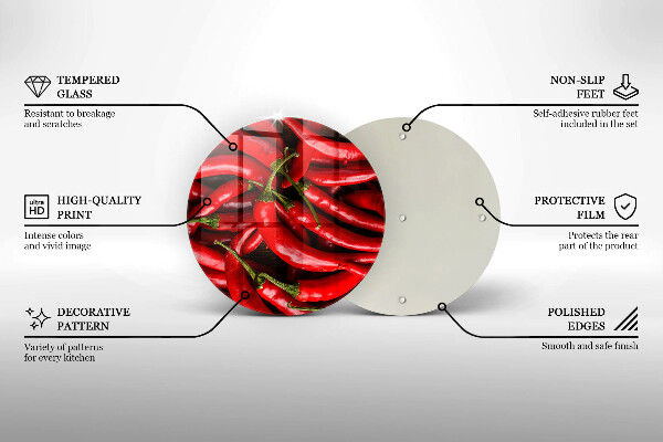 Üveg vágódeszka Csípős chili paprika