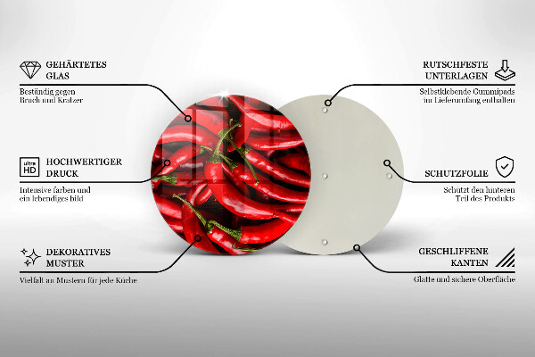 Üveg vágódeszka Csípős chili paprika