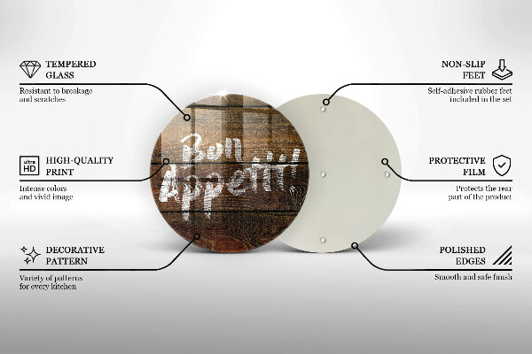 Üveg vágódeszka Bon Appetit feliratos táblák