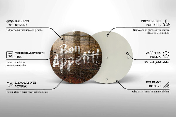 Üveg vágódeszka Bon Appetit feliratos táblák