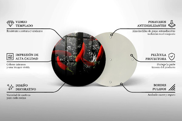 Üveg vágódeszka Chili paprika vízben