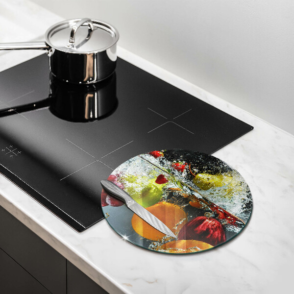 Üveg vágódeszka Lédús gyümölcs vízben