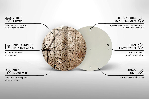 Üveg vágódeszka Egy fa keresztmetszete