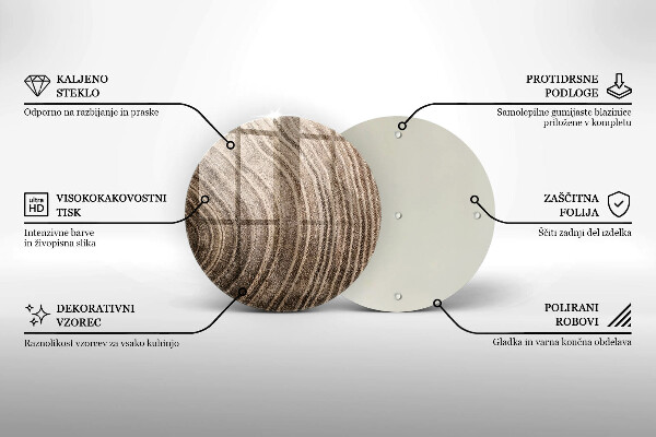 Üveg vágódeszka Fa gyűrűk