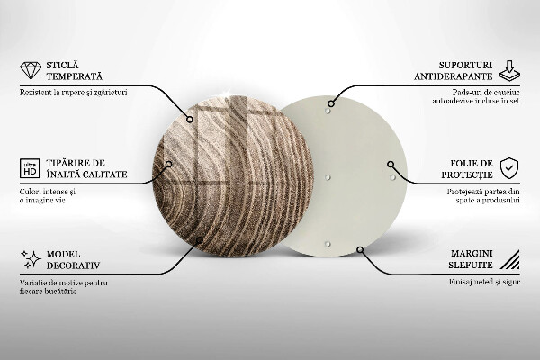 Üveg vágódeszka Fa gyűrűk