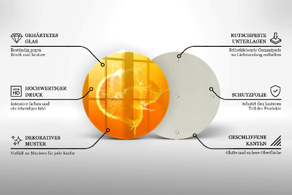 Üveg vágódeszka Lédús narancssárga gyümölcs