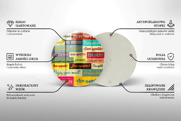 Üveg vágódeszka Feliratok Jó étvágyat nyelvek
