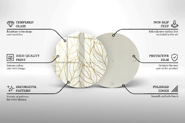 Üveg vágódeszka Line-art levelek minta