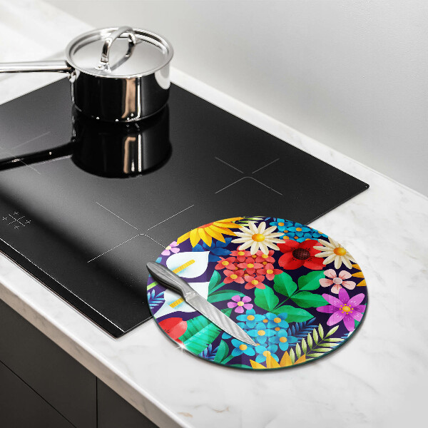 Üveg vágódeszka Virágok rét illusztráció