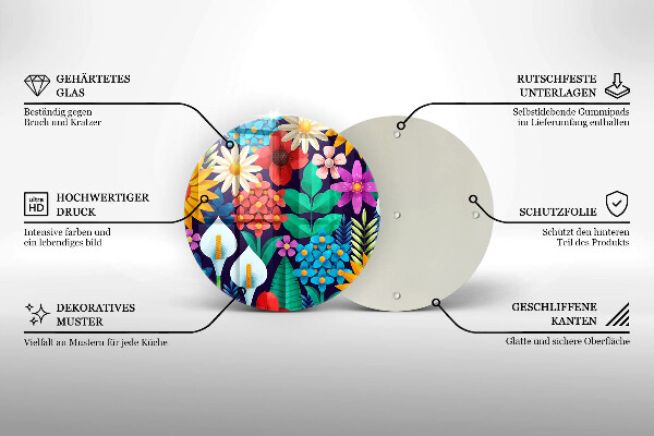 Üveg vágódeszka Virágok rét illusztráció