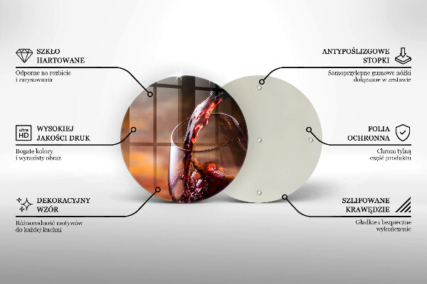 Üveg vágódeszka Vörösbor és egy pohár