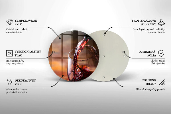 Üveg vágódeszka Vörösbor és egy pohár